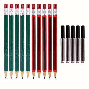 Imagem de Lápis mecânicos de 2,0mm de 10PCS com afiador embutido e 40 recargas de chumbo de grafite para desenho de desenho de arte