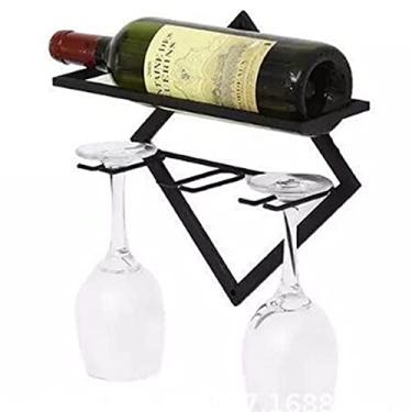 Imagem de Decoração de casa criativa com combinação livre de decoração de pendurar montagem na parede suporte de garrafa de vinho de metal barra rack de vinho (A)