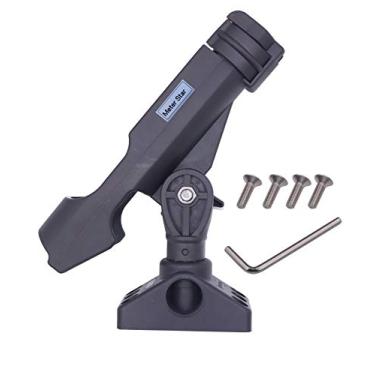 Imagem de Suporte de varão giratório para varão de pesca da Meter Star Baitcaster/Preto, com suporte de vara para vara de pesca de 360 graus e parafusos M6 304 e ferramentas de instalação