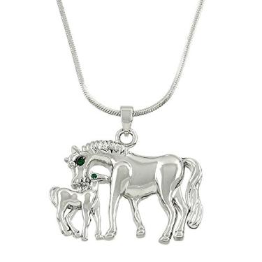 Imagem de Colar com pingente de cavalo Falari, strass, cristal, r dio, altamente polido