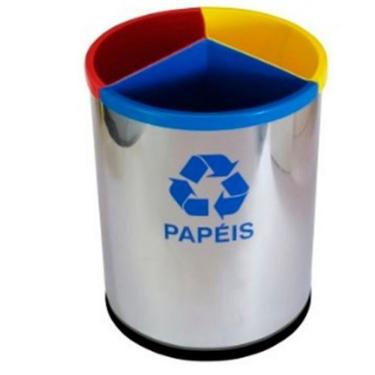 Imagem de Lixeira Mix Em Aço Inox Com 3 Divisões