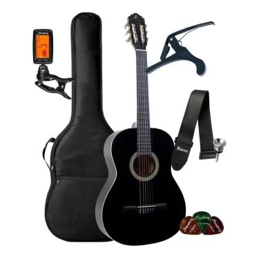 Imagem de Kit Violao Giannini Acustico Nylon N14 Bk Completo