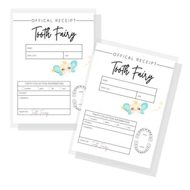 Imagem de Cartões de Recibo de Fada Dente | Pacote com 20 | Cartão postal grande de 10,8 x 14 cm | Impressão em um lado | Recibo de fada de dente perdido | Cartão branco com design de fada de dente