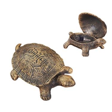Imagem de Greek Art Decoração de jardim tartaruga ferro fundido chave hider pedra diversão chave segura escondida esconderijo com segurança escondendo suas chaves sobressalentes para jardim ou quintal ao ar liv