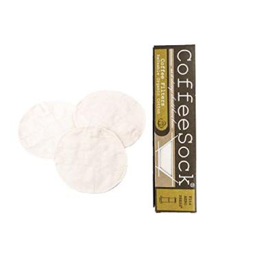 Imagem de CoffeeSock - Filtros estilo disco – 3 unidades – Filtros de café reutilizáveis de algodão orgânico certificado GOTS.