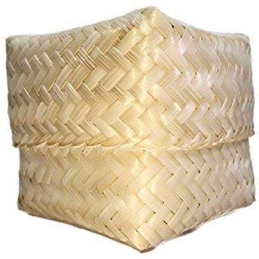 Imagem de Cesta de arroz pegajoso (kitap ss) para artesanato feito à mão de bambu natureza na Tailândia para utensílios de cozinha ou utensílios de cozinha, panela a vapor, armazenamento de decoração de alimentos