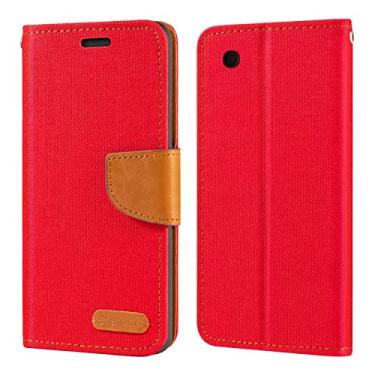Imagem de Capa curva para BlackBerry 8520, capa carteira de couro Oxford com capa traseira de TPU macio capa flip magnética para BlackBerry Gemini (6,2 cm) vermelho