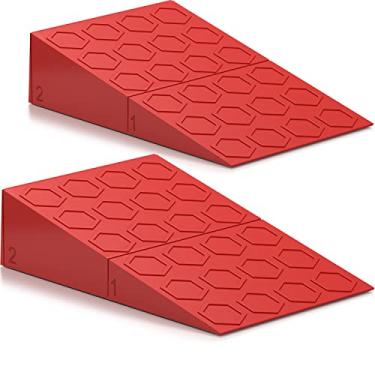 Imagem de Anabela de agachamento (par) – Otimize a forma de agachamento e melhore a força e o tamanho – Rampa de agachamento para melhor mecânica de agachamento para barra, haltere e peso corporal (vermelho)