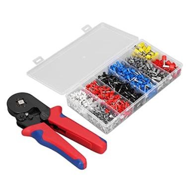 Imagem de Conjunto de crimpagem de virola, kit de alicate de crimpagem de cabo ergonômico Conexão firme Auto ajustável 0,25-10 mm² com 1200pcs Terminal para fio