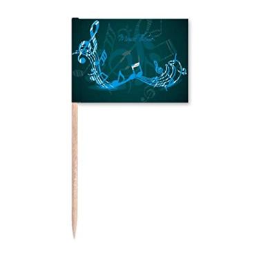 Imagem de Elegante Flappg notas musicais azuis palito de dente marcador topo decoração de festa