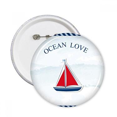 Imagem de Veleiro Oceano Amor Mar Vela Azul Pinos Redondos Emblema Botão Decoração 5 peças