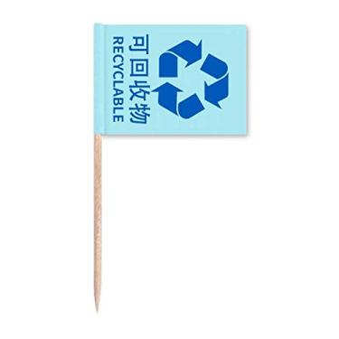 Imagem de Marcador de palito de dente com ícone de lixo reciclável para decoração de festa