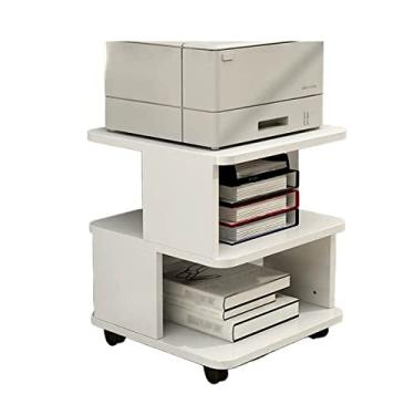 Imagem de KIZQYN Suporte de impressora industrial de camada dupla suporte de impressora carrinho prateleira de piso suporte móvel armazenamento sob a mesa carrinho de armazenamento sobre rodas para impressora de mesa de casa e escritório (cor: 1)