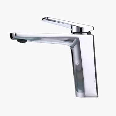 Imagem de LIDON Torneira preta banheiro preto único furo torneira de banheiro torneira de banheiro alta torneira de pia preta torneira de banheiro torneira de furo único preto para varanda, cromo B (cor: cromo A)