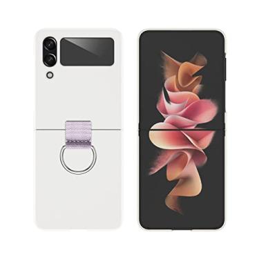Imagem de Capa de telefone com alça de mão fashion para Samsung Galaxy Z Flip 4 ZFlip 3 5G capa de plástico rígido ultrafina anel de pulseira, S8, branco, para SAM Z Flip3
