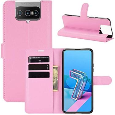 Imagem de Capa Capinha Carteira 360 Para Asus Zenfone 7 e Zenfone 7 Pro com Tela de 6.67" polegadas - Case Couro Flip Wallet Anti Impacto - Danet (Rosa)