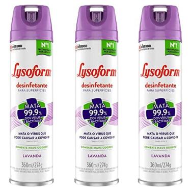 Imagem de Kit 3 Desinfetante Lysoform Aerossol Lavanda 360ml