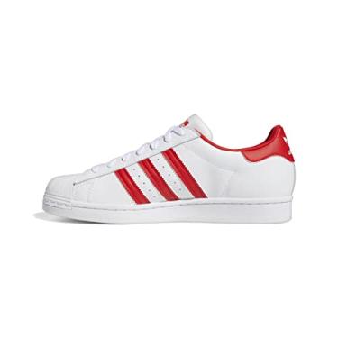 Imagem de adidas Originals Tênis masculino Superstar, branco/vermelho vívido/branco, 48, Branco/Vermelho vívido/Branco