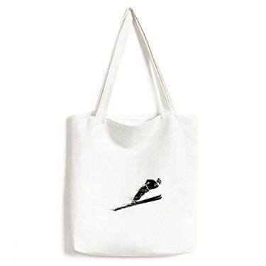 Imagem de Bolsa sacola de lona com estampa de esqui esportiva de inverno bolsa de compras casual bolsa de mão