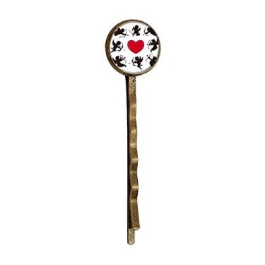 Imagem de Cupido Angel Red Heart Comination Pattern Retro Metal Hair Bobby Pin Headwear