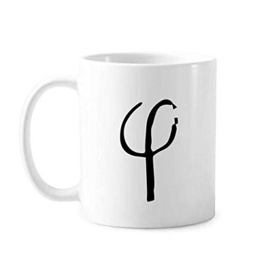 Imagem de Caneca de cerâmica com silhueta grega Phi preta cerâmica café porcelana copo talheres