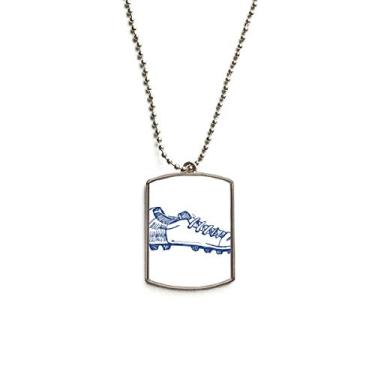 Imagem de DIYthinker Colar de animais de estimação com pingente de corrente de aço inoxidável padrão azul com desenho de futebol americano