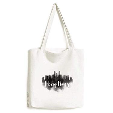 Imagem de HongKong China Landmark Ink City, Painting, sacola de lona, bolsa de compras, bolsa casual