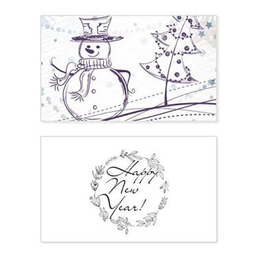 Imagem de Boneco de neve de Natal, desenho de árvore de floco de neve, ano novo, cartão de felicitações, mensagem de abençoamento presente