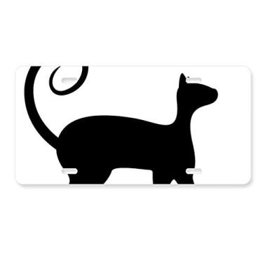 Imagem de DIYthinker Pet Lover Placa de carro com silhueta de animal de gato preto, acessório de aço inoxidável