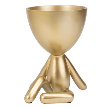 Imagem de Vaso Decorativo em poliresina - Dourado - 14x9,7x10,5 cm - Mart