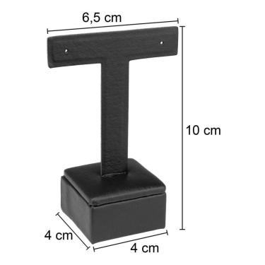 Imagem de Kit Expositor Para Joias Corino Preto Alto 5 Peças Luxo