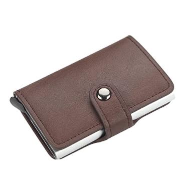 Imagem de Carteira de couro casual feminina e masculina bolsas curtas carteiras com zíper bolsa de mão de couro carteira (café, tamanho único)