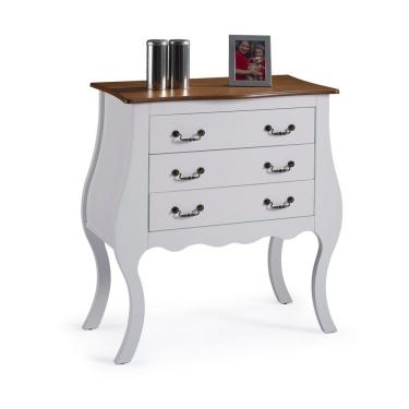 Imagem de Cômoda Bombê 1023 Linz Móveis com 3 Gavetas Branco/Imbuia Glazer
