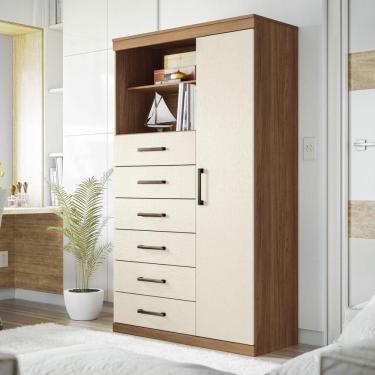 Imagem de Cômoda 6 Gavetas 1 Porta 2 Nichos Marabá Jatobá/Areia