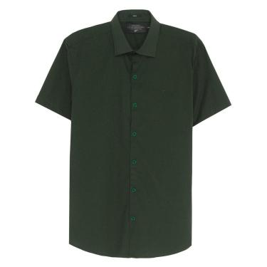 Imagem de Camisa Ellus Masculina Manga Curta Tricoline LY Classic Italian Verde-Masculino