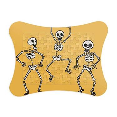 Imagem de Adorável moldura de quebra-cabeça de Halloween esqueletos decoração de quadro ornamento de quebra-cabeça
