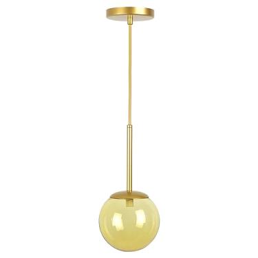 Imagem de Lustre Pendente Jabuticaba Globo De Vidro Âmbar