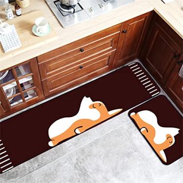 Imagem de Tapetes de corredor de cozinha 3D de plástico tapetes resistentes ao desgaste para piso interno conforto tapetes de armário de cozinha tapete impresso filhote preto 50 x 160 cm
