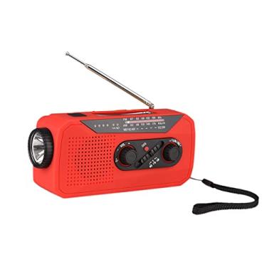 Imagem de Rádio Solar Wind Up Rádio Solar de Emergência Rádio Alimentado por Manivela com Bateria Recarregável Alarme SOS AM/FM/WB Lanterna Brilhante Entrada de Fone de Ouvido Porta USB para Acampamento Ao Ar