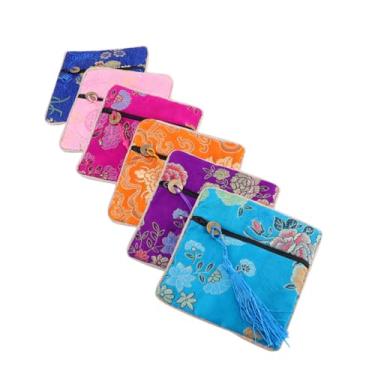 Imagem de ABOOFAN 12 Unidades bolsa de moedas com zíper porta-moedas bolsa de seda para joias bolsas para mulheres na moda titular de crédito feminino carteira de moda feminina estilo chinês Amuleto