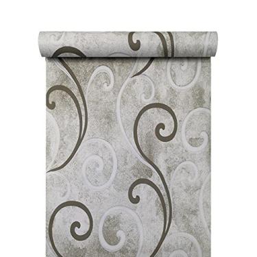 Imagem de Yifasy Papel de parede de videira floral 6 m rolo renovado ao lado da mesa suporte de TV parede faça você mesmo forro de prateleira de cômoda de papel (M-236 x 17,7 polegadas)