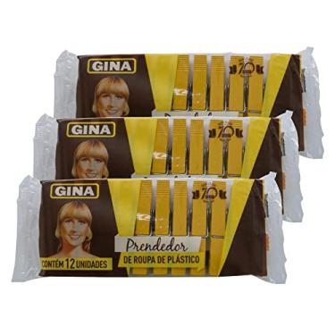 Imagem de Kit 3 Dúzias Pregador de Plastico Gina para roupas tecidos varal lençol decoração 36 un Cor:amarelo