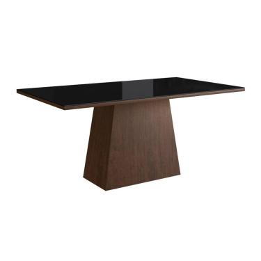 Imagem de Mesa para Sala de Jantar 160x90cm com Vidro Lapidado Móveis Zamarchi Marrom/Preto