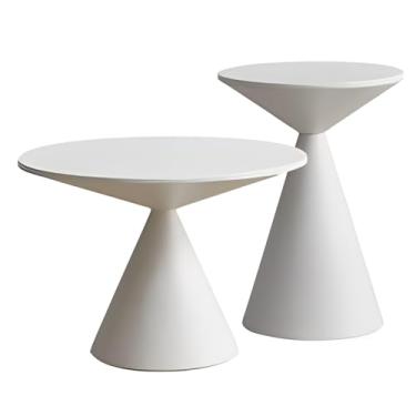 Imagem de Mesa Lateral Redonda, Mesa Lateral Com Processo De Pintura De Metal Para Sofá, Mesa Final Sem Necessidade De Montagem Para Sala De Estar, Quarto E Escritório (Color : Combination 2)