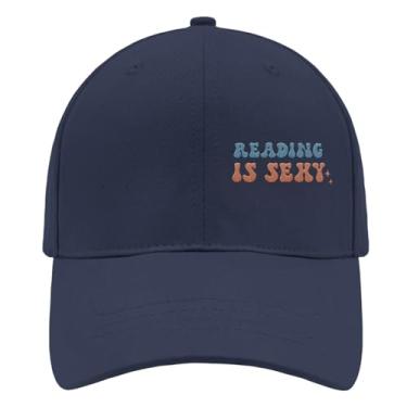 Imagem de Boné de beisebol Reading is Sexy Book Trucker Hat para adolescentes retrô bordado snapback, Azul marino, Tamanho Único
