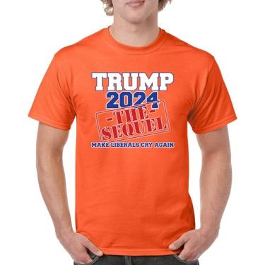 Imagem de Camiseta masculina Trump 2024 The Sequel Make Liberals Cry Again MAGA President 47 FJB Let's Go Brandon Republican, Laranja, GG