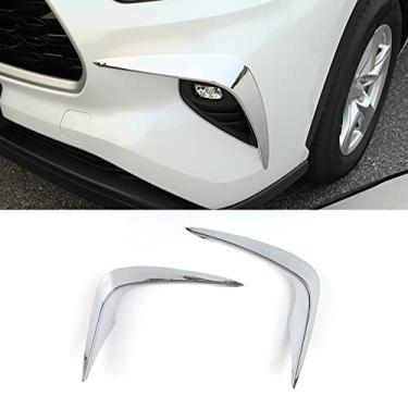 Imagem de KELEIMAI Acessórios de carro aptos para Toyota Highlander 2020 2021 2022 aerofólio de sobrancelha com acabamento frontal e exterior (estilo cromado brilhante) ABS 2 peças