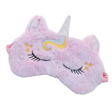 Imagem de Cute Animal Sleeping Mask Soft Plush Blindfold Cute Rabbit Panda Koala Eye Cover Eyeshade for Kids Teens Girls Women (Purple Horse)
