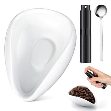 Imagem de Copo dosador de grãos de café e frasco de spray RDT e colher conjunto de 3 peças, acessórios de barra de café, recipiente de dosagem de cerâmica, kit de bandeja de medição de dose única, presente para