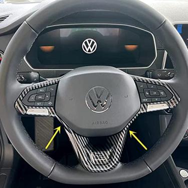 Imagem de Capa de volante impressa em fibra de carbono estilo esportivo para VW Volkswagen Atlas 2021-2025 Atlas Cross Sport Taos Jetta 2022-2025